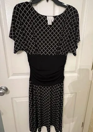DONNA MORGAN Dress Vintage Short-sleeved Classic Stretch Fit & Flair. thumbnail 1