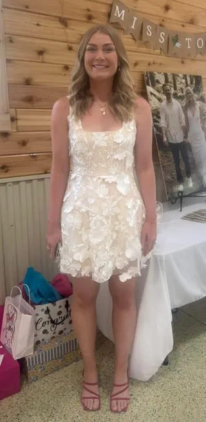 Lulus Divine Intentions White 3D Floral Embroidered Mini Dress thumbnail 1