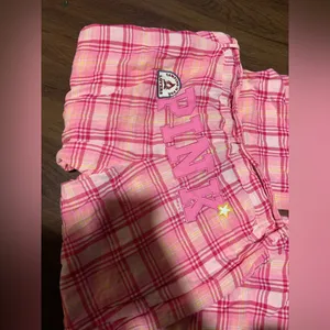 PINK VICTORIA SECRET PLAID PATCH Y2k logo adjustable pants fall casual rare thumbnail 6