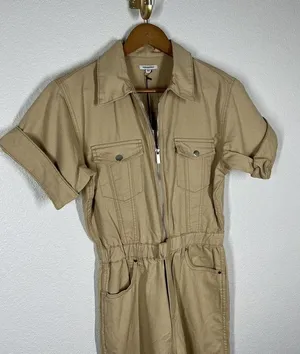 WeWoreWhat Flight Suit Small S Khaki Jumpsuit One Piece Short Sleeves New $228 thumbnail 3