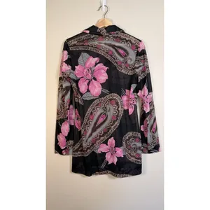 Vintage 70s Women’s Shirt Paisley Gogo Mod‎ Disco Hippie Button Sheer Size Med thumbnail 7