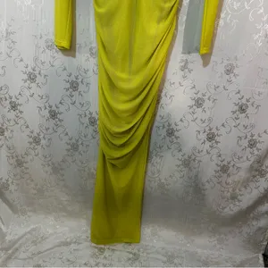 Vici Runched Lime Glitter Bodycon Maxi Long Sleeve Dress SMALL thumbnail 11
