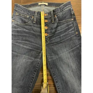 Madewell Jeans Womens 28T Blue 9" Highrise Skinny Raw Hem Button Fly Fade thumbnail 8