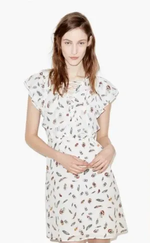 The Kooples Feather 100% Silk Mini‎ Dress XXS Frenchcore European Runway thumbnail 1