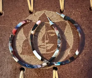 Multicolor Marbled Hoop Earrings - Women Jewelry thumbnail 1