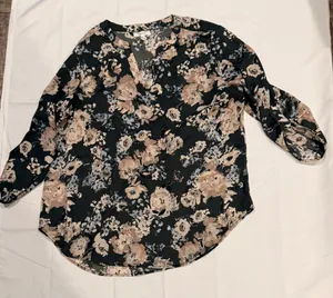 Maurice's Forest Green Fall Loral Blouse thumbnail 1
