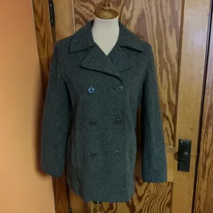 Vtg Y2K American Eagle Peacoat Gray Wool Blend Double Breasted Jacket M thumbnail 13