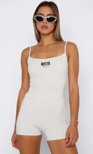 White Fox Divine Playsuit Logo Romper White Size Large Active Lounge Athleisure thumbnail 1