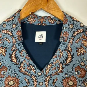 CAbi Women's Blue Patterned Long Sleeve Provincial‎ Shift Dress XXS #3295 thumbnail 3