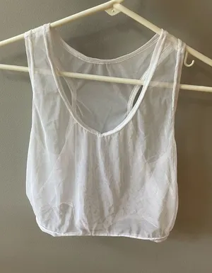 Women's Sheer White Scoop Neck Camisole Tank thumbnail 1
