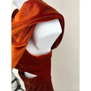 ASOS Design Rust Velvet Off Shoulder Cutout Wide Leg Jumpsuit Size 10 thumbnail 8