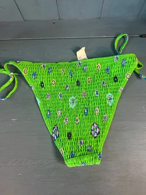 aerie Bright Green Floral Tie-Side Swim Bottoms | Large (New $29.99) thumbnail 3