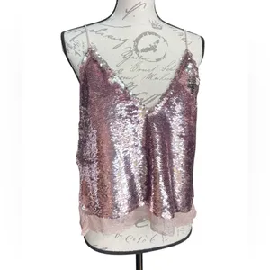Free People Intimately Free Swinging Surpice pink sequin cami lace trim - XS thumbnail 3