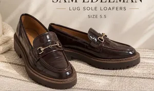 Sam Edelman loafers Chunky sole gold hardware Brown Dark Merlot women's 5.5 thumbnail 1