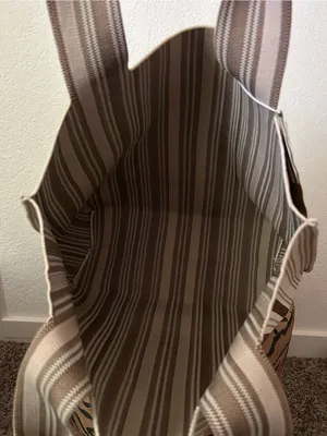 NEW Vivere Striped Reusable Woven Tote Bag thumbnail 5