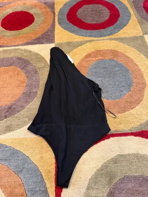 Zara Women Black Bodysuit One Shoulder Very Open Front Cutout Runs Very Small thumbnail 4