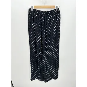 Victoria's Secret Black White Polka Dot Sheer Polyester‎ Wide Leg Pants Women M thumbnail 2
