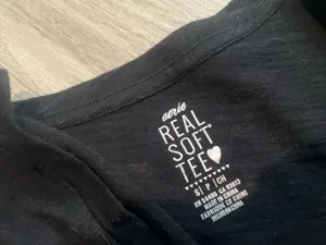 aerie Black V-Neck Long Sleeve Pocket Tee thumbnail 2