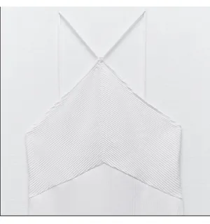 Zara Halter Ribbed MIDI Dress White thumbnail 2