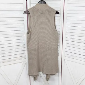 RXB Boho Open‎ Waterfall Long Cardigan Sweater Vest Tan Large Cotton thumbnail 8