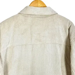 Corduroy Sherpa Lined Oversized Shacket Jacket M Button Up Soft Outerwear Beige thumbnail 7