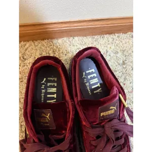 Puma x Fenty Size 6 Rihanna Burgundy Red Velvet Creeper Platform Sneakers thumbnail 6