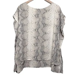 Women's Buckle Black cream snake print chiffon layered blouse top size large thumbnail 5