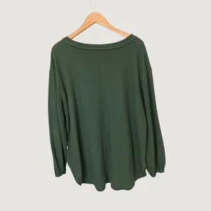 Hannah Closet Dark Green Waffle Knit Tunic Top Long Sleeve Balloon Cuff Large thumbnail 2
