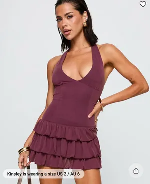 Princess Polly Under the Moonlight Halter Playsuit Wine thumbnail 1