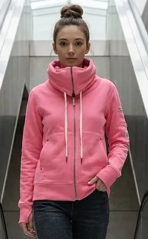 THUMB UNITED 4X Pink Full Zip Heavy Hoodie Oversized Cowl Neck Sweatshirt Jacket thumbnail 1