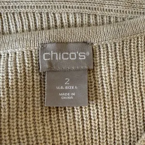 Chicos Beige V-Neck Pullover Sweater Size 2 (LG) Neutral Minimalist Boho Beach thumbnail 11
