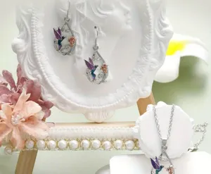 Hummingbird Silver Necklace and Earrings thumbnail 4