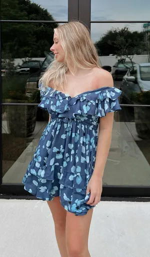 Abercrombie blue mini dress thumbnail 1