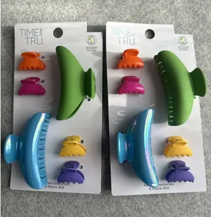 New Time And Tru Hair Claw Clip Lot of 2 Sets Colorful Retro Artsy Teacher Lg Sm thumbnail 1