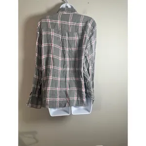 Banana Republic Dillon Classic Fit Gray Plaid Rayon Button Down Shirt XL Womens‎ thumbnail 5