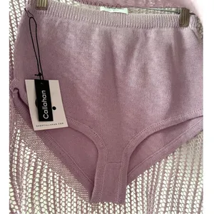NWT Callahan Knitwear x Revolve Lilac Purple Heart Open Knit Top Brief Short Set thumbnail 7