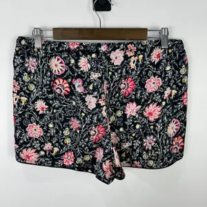 LOFT Pajama Shorts Womens Medium Navy Blue Pink Floral Sleepwear‎ Loungewear thumbnail 3