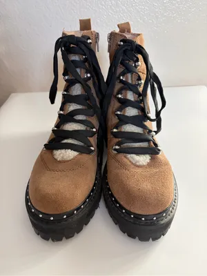 Steve Madden Rainier Chestnut Brown Suede Leather Chunky Boots Size 8 thumbnail 3