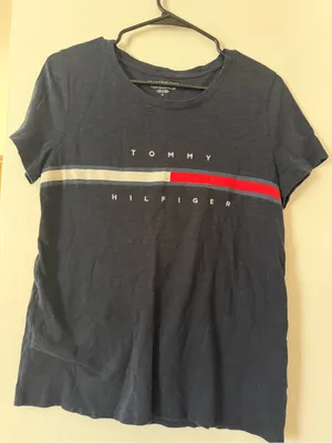 Tommy Hilfiger Navy Short Sleeve Logo Tee with Red Stripe thumbnail 1