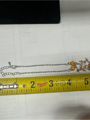 Silver Floral Bracelet with Bright Orange Crystal Accents thumbnail 8