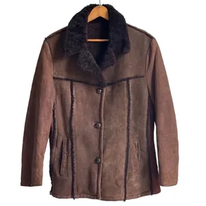Vtg 1970s Penny Lane Suede Shearling Coat Boho Sherpa Trim Rancher Jacket M/L thumbnail 2