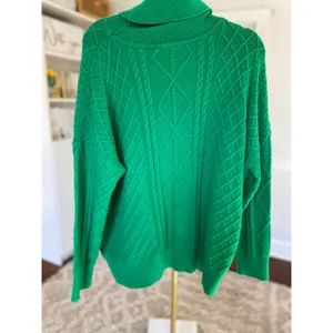 Show Me Your Mumu Sweater Green Cable Knit Turtleneck Quiet Luxury‎ Old Money L thumbnail 4