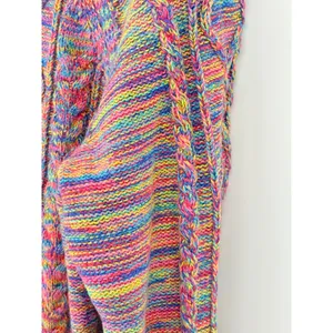 Gap Cable Knit Sweater Womens Large Multicolor Rainbow Space Dye Boho Pullover thumbnail 5