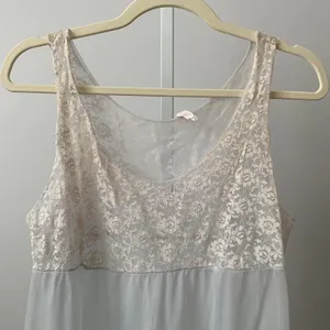 Vintage S Blue 60s Lace‎ Bodice Sheer Babydoll Nightgown Ruffle Hem Lingerie thumbnail 2