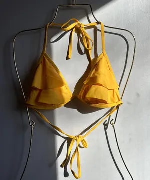 Yellow ruffle bikini top thumbnail 1