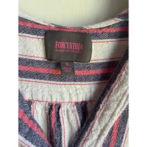 ForCynthia Beachwear Linen Blend Striped Hooded Cover Up Tunic Small thumbnail 7