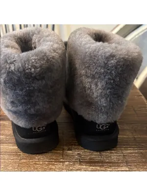 UGG Australia Classic Buckle‎ Shearling Boots Black Gray Size 7 thumbnail 5