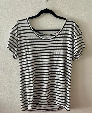 black and white striped pajama top thumbnail 1