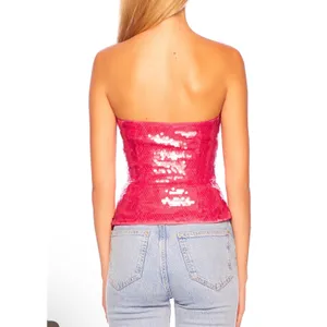 NWT SUSANA MONACO Sheer Sequin Tube Top - Azalea Sz‎ Small $238 thumbnail 2
