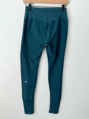 Lululemon Alo yoga High-Waist Alosoft Lounge Leggings midnight green large ribbed waist thumbnail 7